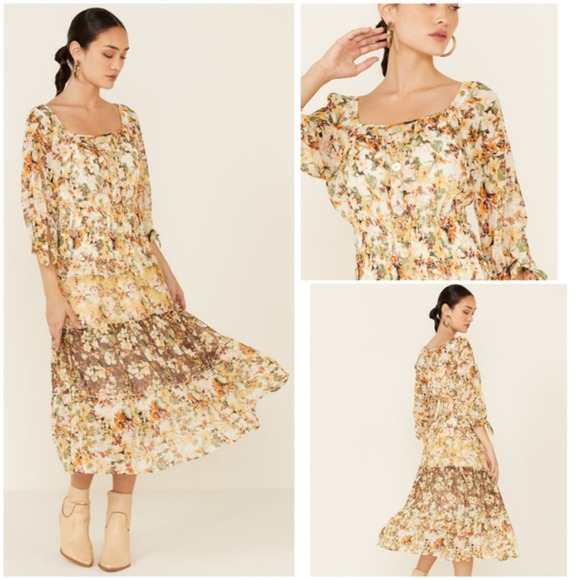Anthropologie Boho. Olive Hill Floral Alexa‎ Dress - Picture 1 of 5
